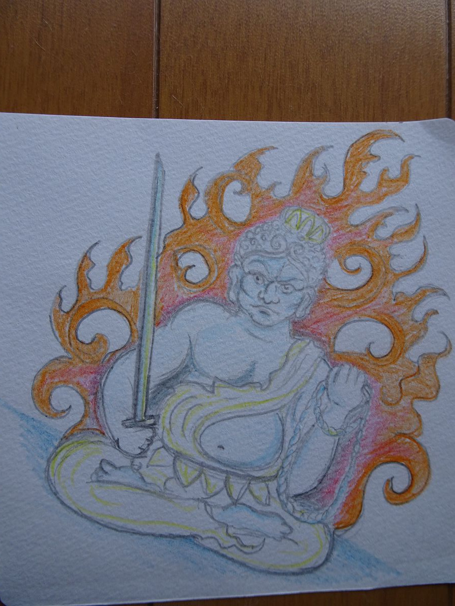 le dessin du Fudo-myoo par Lisa-san, camarade d’étude d’allemand